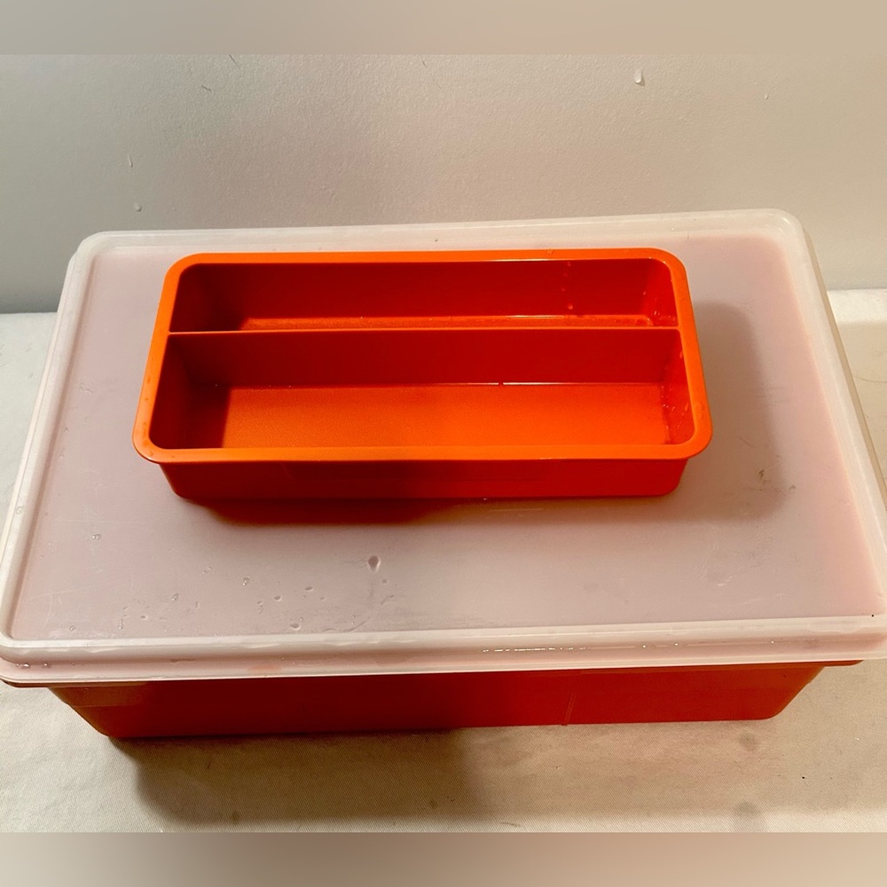 Vintage orange Tupperware Tuppercraft organizer box set